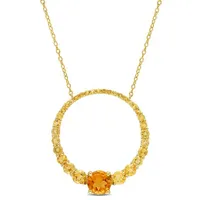 Julianna B Sterling Silver 18K Gold Plated Citrine 18" Circle Pendant