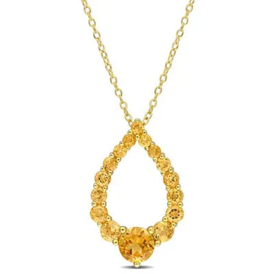 Julianna B Sterling Silver 18K Gold Plated Citrine 18" Teardrop Pendant