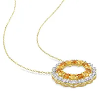 Julianna B Sterling Silver 18K Gold Plated Citrine Floral 18" Halo Pendant