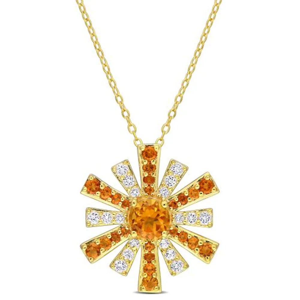 Julianna B Sterling Silver 18K Gold Plated Citrine and White Topaz Pendant