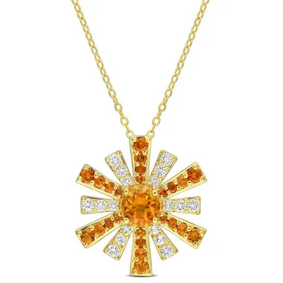 Julianna B Sterling Silver 18K Gold Plated Citrine and White Topaz Pendant