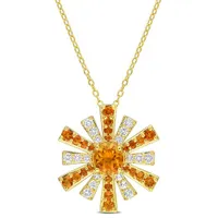 Julianna B Sterling Silver 18K Gold Plated Citrine and White Topaz Pendant