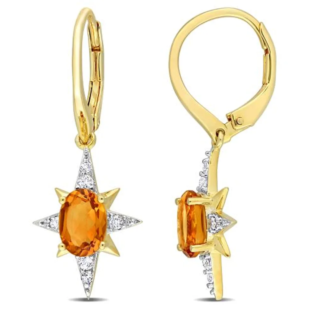 Julianna B Sterling Silver 18KGP Madeira Citrine and White Topaz Earrings