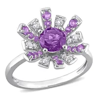 Julianna B Sterling Silver Amethyst and White Topaz Ring