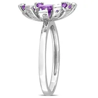 Julianna B Sterling Silver Amethyst and White Topaz Ring