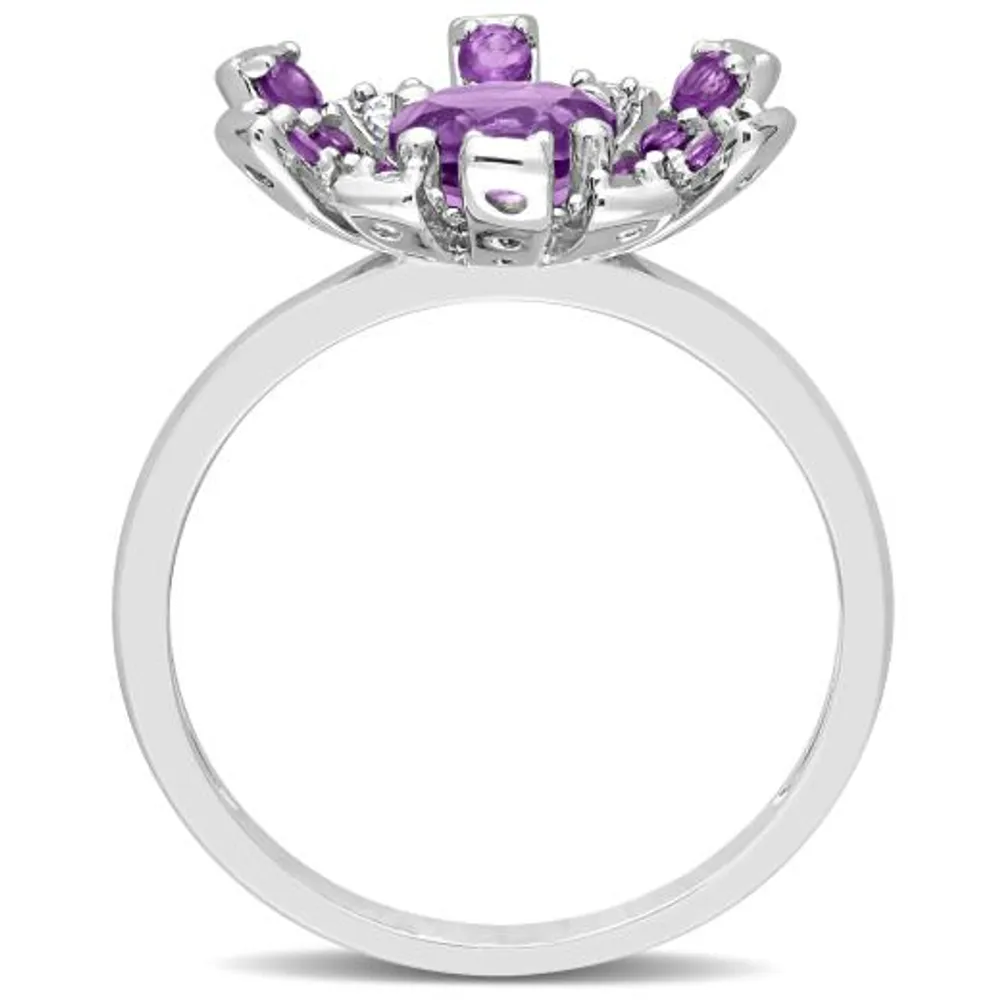 Julianna B Sterling Silver Amethyst and White Topaz Ring