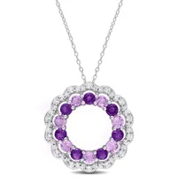 Julianna B Sterling Silver Amethyst and White Topaz 18" Pendant