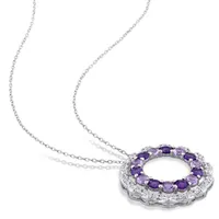 Julianna B Sterling Silver Amethyst and White Topaz 18" Pendant