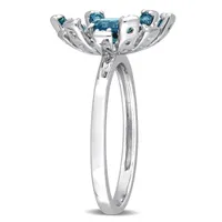 Julianna B Sterling Silver London Blue Topaz and White Topaz Ring