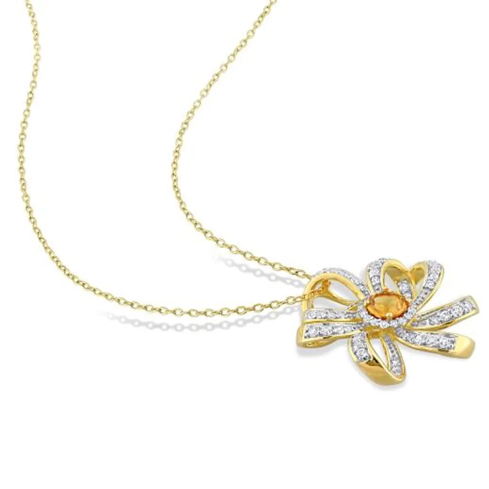 Julianna B Sterling Silver 18K Yellow Gold Plated Citrine & White Topaz Necklace