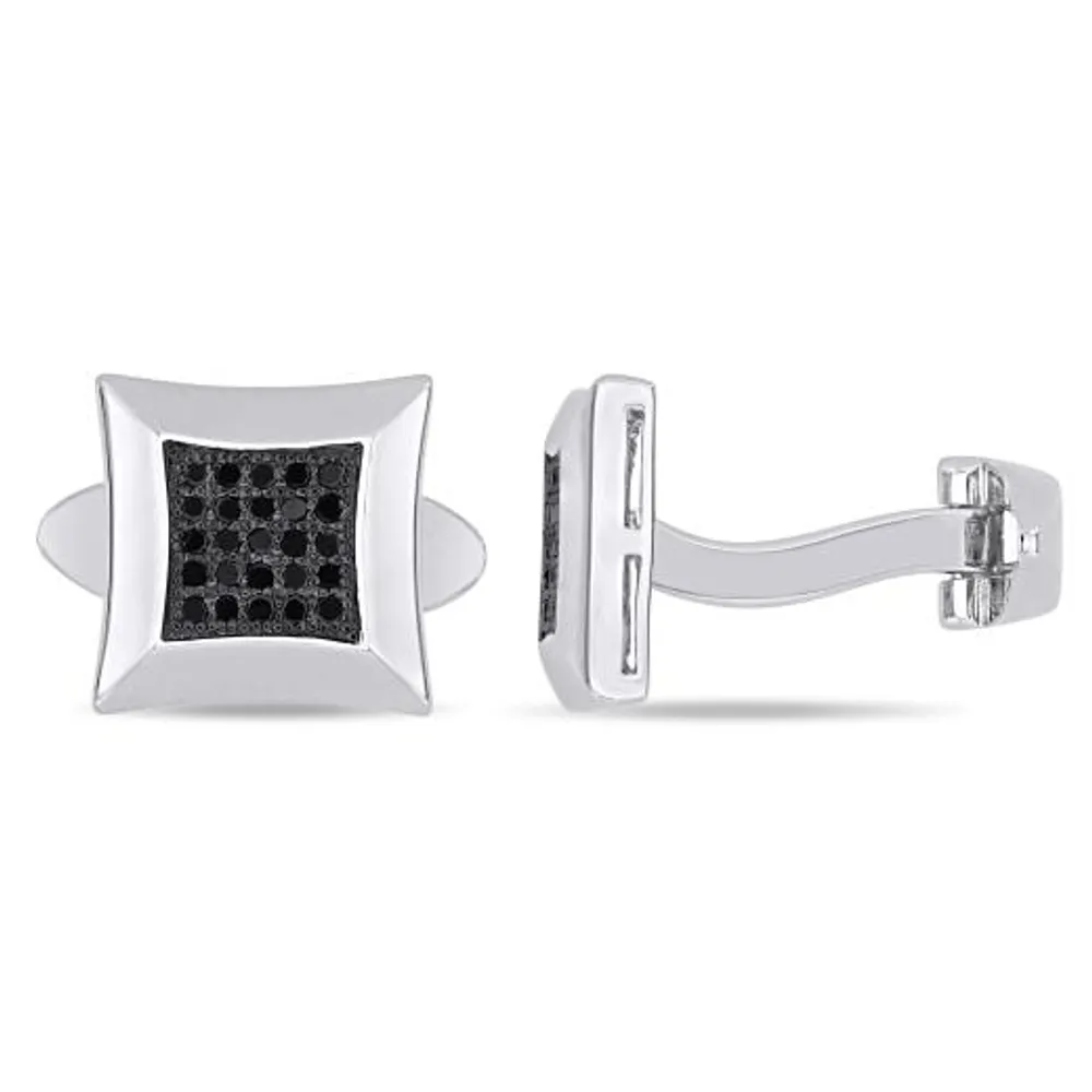 Julianna B Sterling Silver Black Diamond Pave Cufflinks