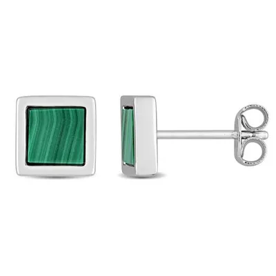 Julianna B Sterling Silver Malachite Fashion Post Earrings