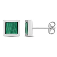 Julianna B Sterling Silver Malachite Fashion Post Earrings