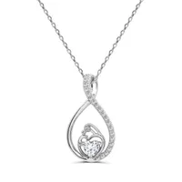 Sterling Silver Created White Sapphire Mother/Child Pendant