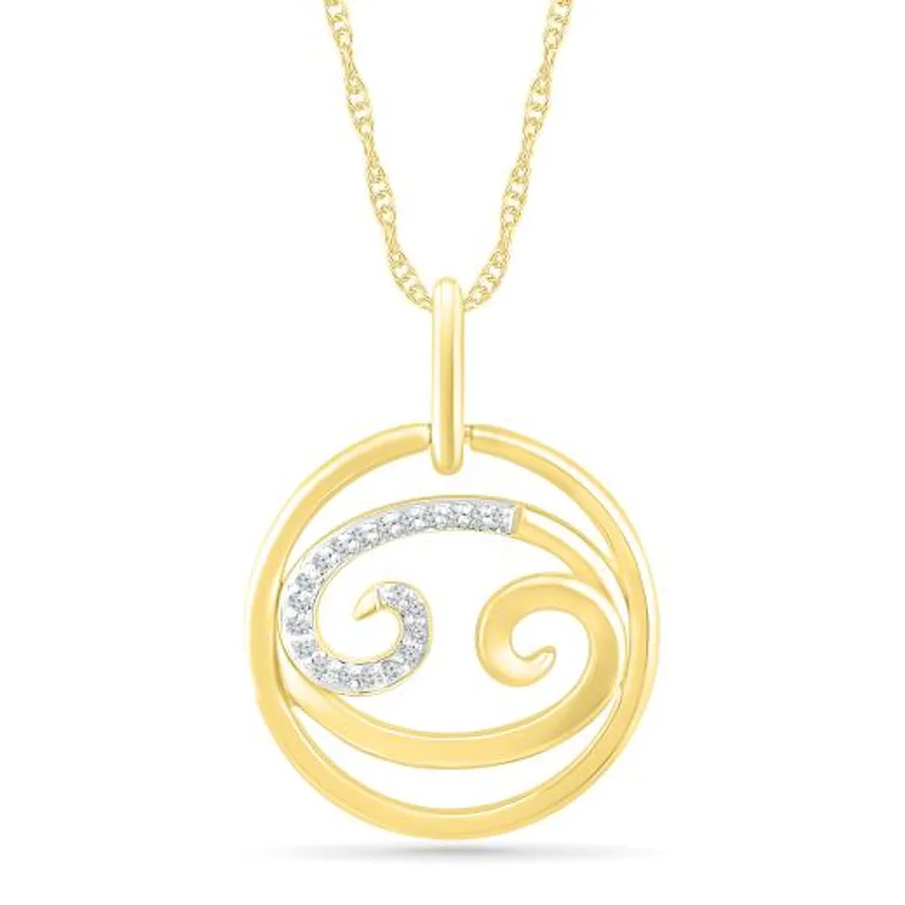 10K Yellow Gold Cancer Diamond Pendant