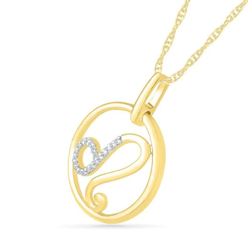 10K Yellow Gold Leo Diamond Pendant