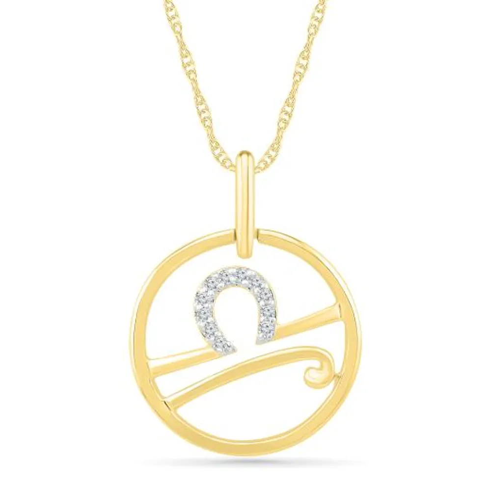 10K Yellow Gold Libra Diamond Pendant