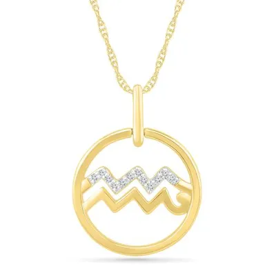 10K Yellow Gold Aquarius Diamond Pendant