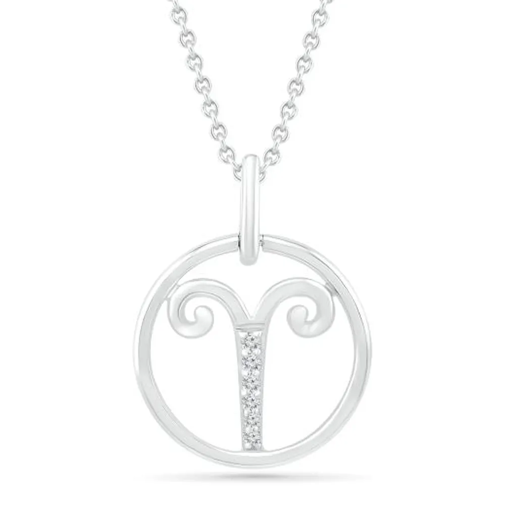 Sterling Silver Aries Diamond Pendant