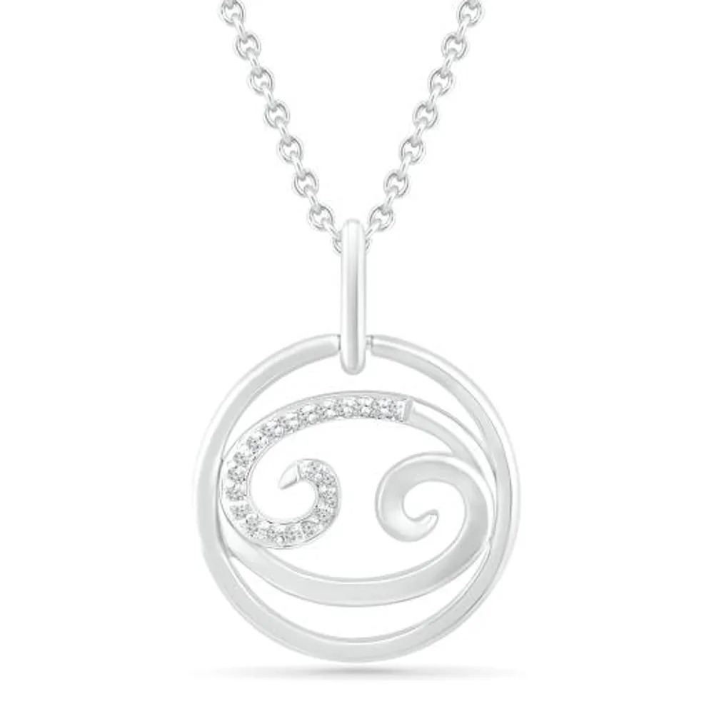 Sterling Silver Cancer Diamond Pendant