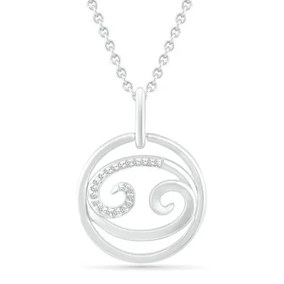 Sterling Silver Cancer Diamond Pendant