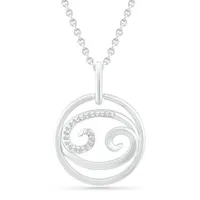 Sterling Silver Cancer Diamond Pendant