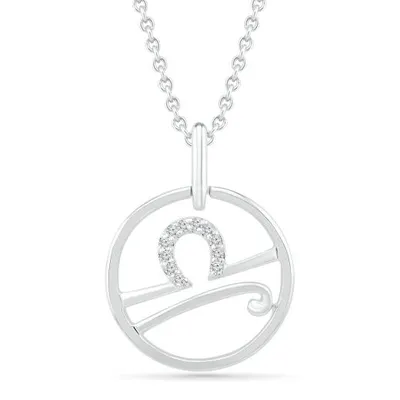 Sterling Silver Libra Diamond Pendant