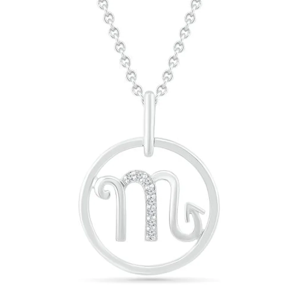 Sterling Silver Scorpio Diamond Pendant