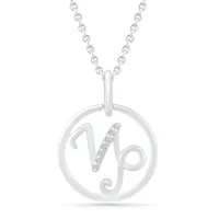 Sterling Silver Capricorn Diamond Pendant