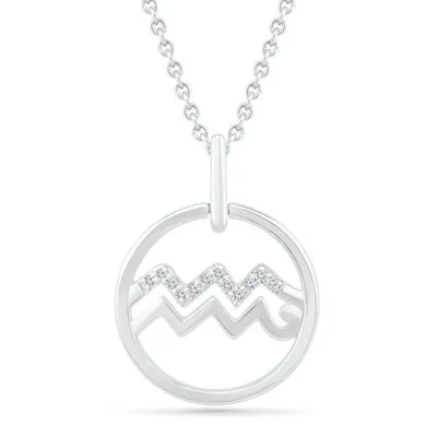 Sterling Silver Aquarius Diamond Pendant