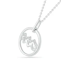 Sterling Silver Aquarius Diamond Pendant