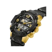 Guess Men's Stainless Steel Gold-Tone and Black Digital Watch