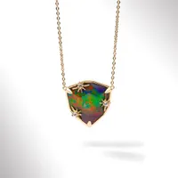 KORITE STARLIGHT Sterling Silver 18K Gold Plated Ammolite & White Topaz Necklace