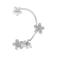 Sterling Silver Cubic Zirconia Floral Left Ear Cuff