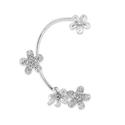 Sterling Silver Cubic Zirconia Floral Right Ear Cuff