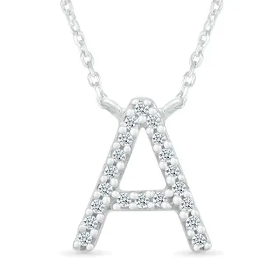 Sterling Silver & Diamond "A" Initial Necklace