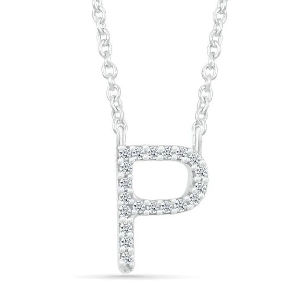 Diamond Addiction Sterling Silver & Diamond "P" Initial Necklace