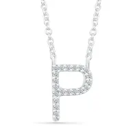 Diamond Addiction Sterling Silver & Diamond "P" Initial Necklace