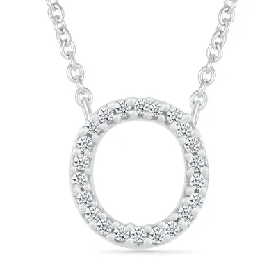 Sterling Silver & Diamond "O" Initial Necklace