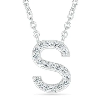 Sterling Silver & Diamond "S" Initial Necklace