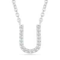 Diamond Addiction Sterling Silver & Diamond "U" Initial Necklace