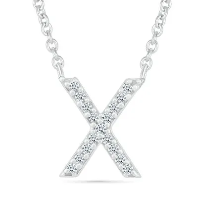 Diamond Addiction Sterling Silver & Diamond "X" Initial Necklace