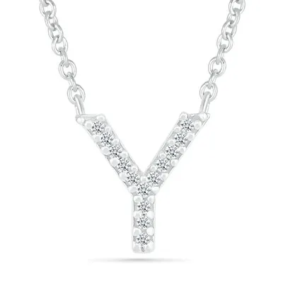 Sterling Silver & Diamond "Y" Initial Necklace