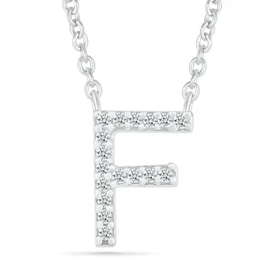 Sterling Silver & Diamond "F" Initial Necklace
