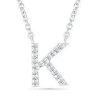 Sterling Silver & Diamond "K" Initial Necklace