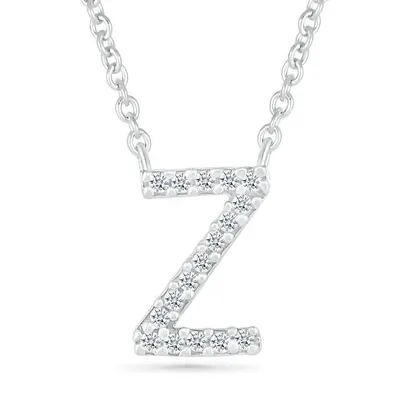 Sterling Silver & Diamond "Z" Initial Necklace