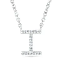 Sterling Silver & Diamond "I" Initial Necklace
