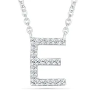 Sterling Silver & Diamond "E" Initial Necklace