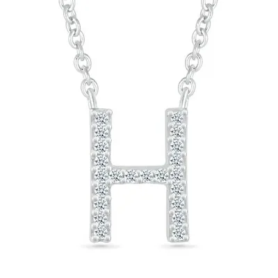 Sterling Silver & Diamond "H" Initial Necklace