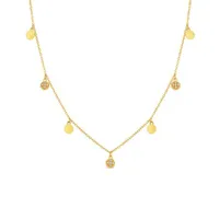 Sterling Silver 10K Yellow Gold Plated Diamond Drop Circle Necklace